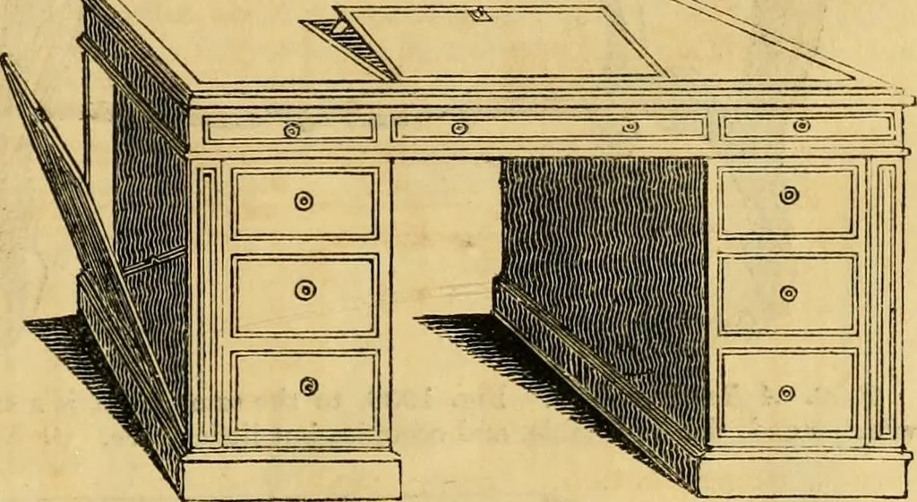 An illustration from An encyclopædia of cottage, farm, and villa architecture and furniture : containing numerous designs for dwellings from the cottage to the villa including farm houses, farmeries, and other agricultural buildings, several designs for country inns, public houses, and parochial schools, with the requisite fittings-up fixtures and furniture ; and appropriate offices, gardens and garden scenery ; each design accompanied by analytical and critical marks illustrative of the principles of archtiectural science and taste on whihc it is composed, 1836, leaf 1078