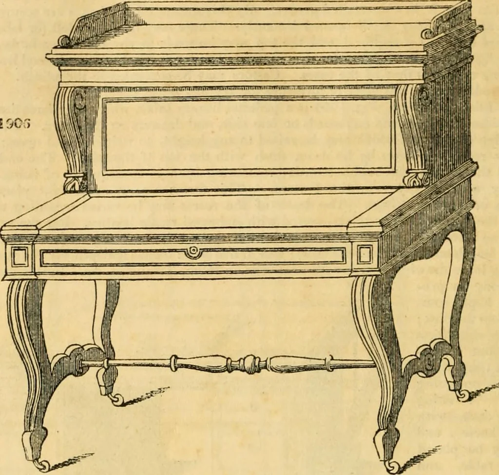 An illustration from An encyclopædia of cottage, farm, and villa architecture and furniture : containing numerous designs for dwellings from the cottage to the villa including farm houses, farmeries, and other agricultural buildings, several designs for country inns, public houses, and parochial schools, with the requisite fittings-up fixtures and furniture ; and appropriate offices, gardens and garden scenery ; each design accompanied by analytical and critical marks illustrative of the principles of archtiectural science and taste on whihc it is composed, 1836, leaf 1079