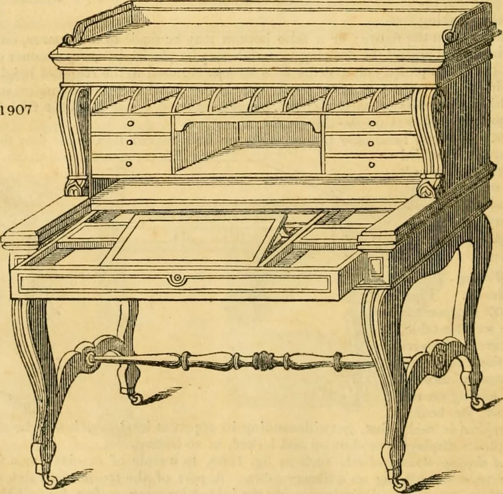 An illustration from An encyclopædia of cottage, farm, and villa architecture and furniture : containing numerous designs for dwellings from the cottage to the villa including farm houses, farmeries, and other agricultural buildings, several designs for country inns, public houses, and parochial schools, with the requisite fittings-up fixtures and furniture ; and appropriate offices, gardens and garden scenery ; each design accompanied by analytical and critical marks illustrative of the principles of archtiectural science and taste on whihc it is composed, 1836, leaf 1079