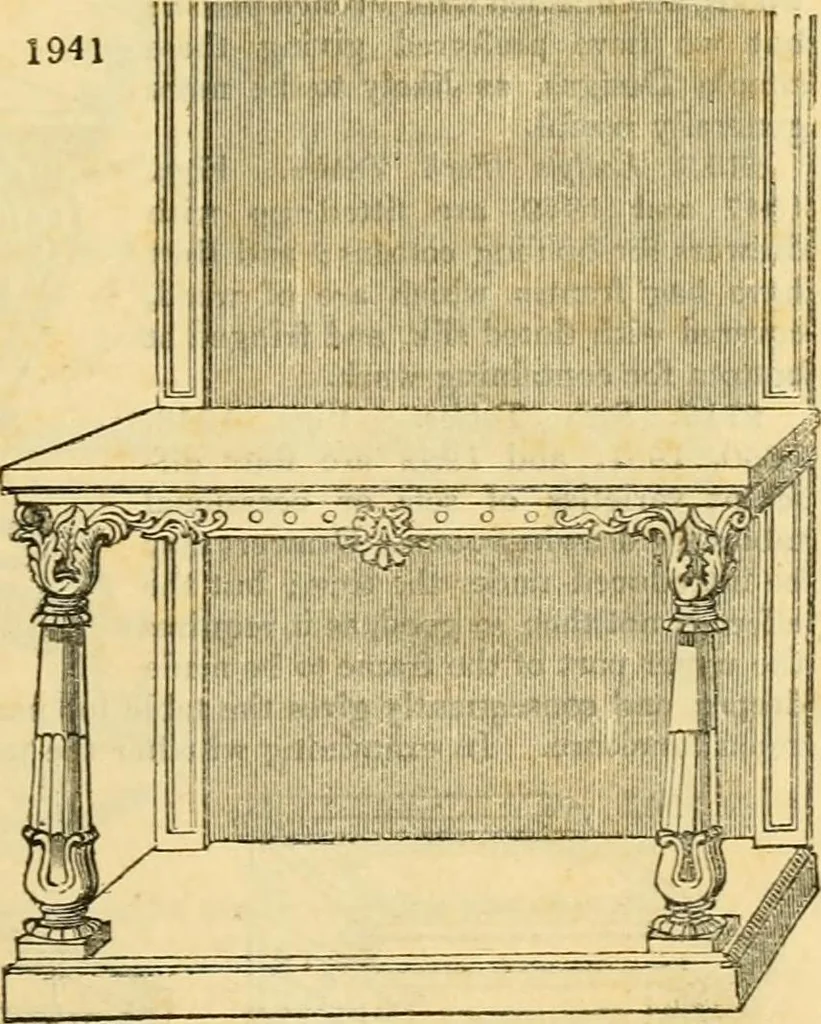 An illustration from An encyclopædia of cottage, farm, and villa architecture and furniture : containing numerous designs for dwellings from the cottage to the villa including farm houses, farmeries, and other agricultural buildings, several designs for country inns, public houses, and parochial schools, with the requisite fittings-up fixtures and furniture ; and appropriate offices, gardens and garden scenery ; each design accompanied by analytical and critical marks illustrative of the principles of archtiectural science and taste on whihc it is composed, 1836, leaf 1088