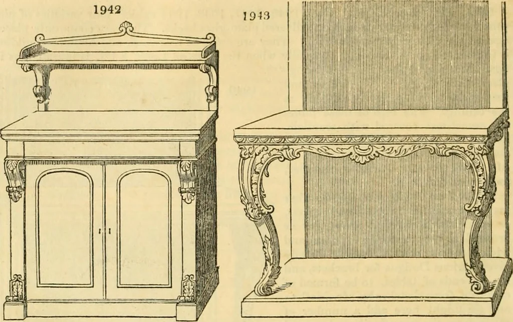 An illustration from An encyclopædia of cottage, farm, and villa architecture and furniture : containing numerous designs for dwellings from the cottage to the villa including farm houses, farmeries, and other agricultural buildings, several designs for country inns, public houses, and parochial schools, with the requisite fittings-up fixtures and furniture ; and appropriate offices, gardens and garden scenery ; each design accompanied by analytical and critical marks illustrative of the principles of archtiectural science and taste on whihc it is composed, 1836, leaf 1089