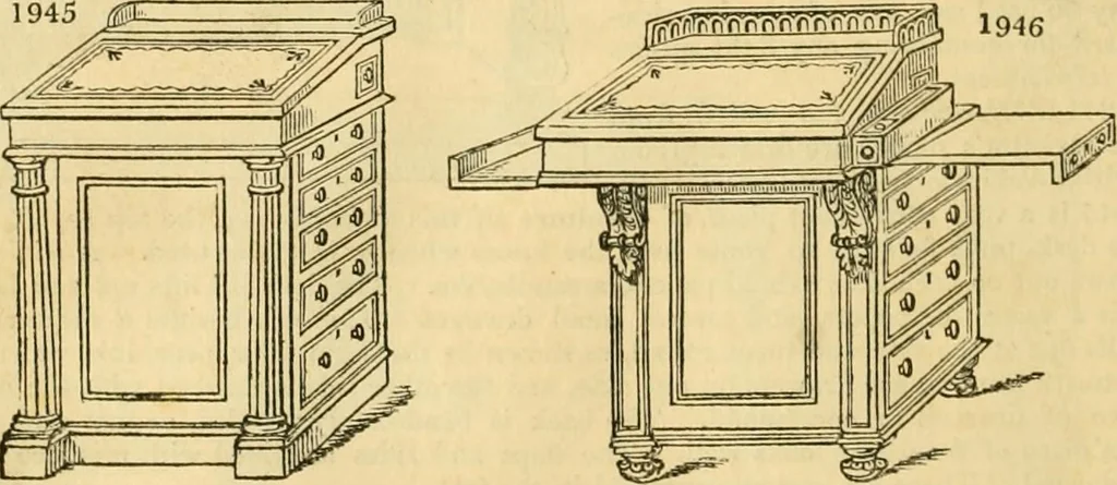 An illustration from An encyclopædia of cottage, farm, and villa architecture and furniture : containing numerous designs for dwellings from the cottage to the villa including farm houses, farmeries, and other agricultural buildings, several designs for country inns, public houses, and parochial schools, with the requisite fittings-up fixtures and furniture ; and appropriate offices, gardens and garden scenery ; each design accompanied by analytical and critical marks illustrative of the principles of archtiectural science and taste on whihc it is composed, 1836, leaf 1089