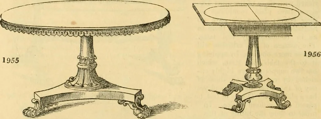 An illustration from An encyclopædia of cottage, farm, and villa architecture and furniture : containing numerous designs for dwellings from the cottage to the villa including farm houses, farmeries, and other agricultural buildings, several designs for country inns, public houses, and parochial schools, with the requisite fittings-up fixtures and furniture ; and appropriate offices, gardens and garden scenery ; each design accompanied by analytical and critical marks illustrative of the principles of archtiectural science and taste on whihc it is composed, 1836, leaf 1091