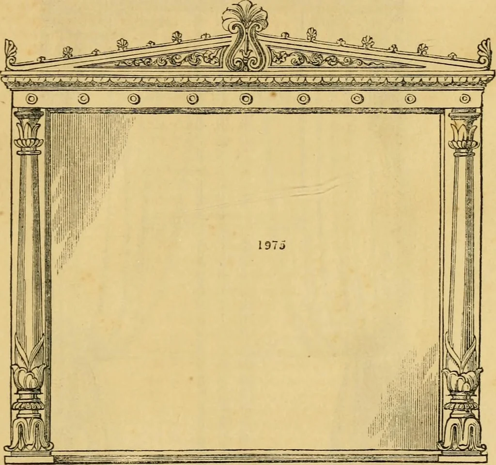 An illustration from An encyclopædia of cottage, farm, and villa architecture and furniture : containing numerous designs for dwellings from the cottage to the villa including farm houses, farmeries, and other agricultural buildings, several designs for country inns, public houses, and parochial schools, with the requisite fittings-up fixtures and furniture ; and appropriate offices, gardens and garden scenery ; each design accompanied by analytical and critical marks illustrative of the principles of archtiectural science and taste on whihc it is composed, 1836, leaf 1096