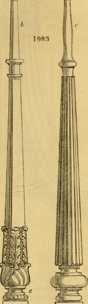 An illustration from An encyclopædia of cottage, farm, and villa architecture and furniture : containing numerous designs for dwellings from the cottage to the villa including farm houses, farmeries, and other agricultural buildings, several designs for country inns, public houses, and parochial schools, with the requisite fittings-up fixtures and furniture ; and appropriate offices, gardens and garden scenery ; each design accompanied by analytical and critical marks illustrative of the principles of archtiectural science and taste on whihc it is composed, 1836, leaf 1104