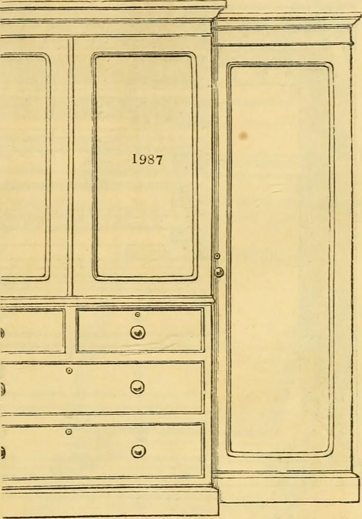 An illustration from An encyclopædia of cottage, farm, and villa architecture and furniture : containing numerous designs for dwellings from the cottage to the villa including farm houses, farmeries, and other agricultural buildings, several designs for country inns, public houses, and parochial schools, with the requisite fittings-up fixtures and furniture ; and appropriate offices, gardens and garden scenery ; each design accompanied by analytical and critical marks illustrative of the principles of archtiectural science and taste on whihc it is composed, 1836, leaf 1106