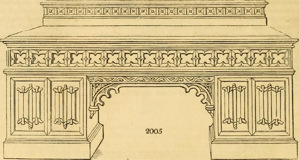 An illustration from An encyclopædia of cottage, farm, and villa architecture and furniture : containing numerous designs for dwellings from the cottage to the villa including farm houses, farmeries, and other agricultural buildings, several designs for country inns, public houses, and parochial schools, with the requisite fittings-up fixtures and furniture ; and appropriate offices, gardens and garden scenery ; each design accompanied by analytical and critical marks illustrative of the principles of archtiectural science and taste on whihc it is composed, 1836, leaf 1113