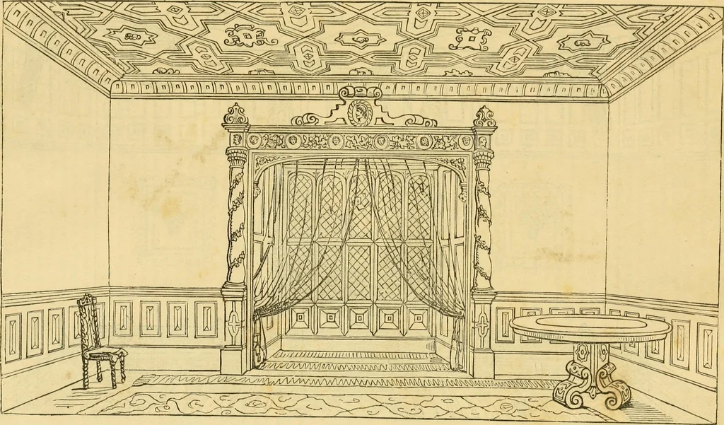 An illustration from An encyclopædia of cottage, farm, and villa architecture and furniture : containing numerous designs for dwellings from the cottage to the villa including farm houses, farmeries, and other agricultural buildings, several designs for country inns, public houses, and parochial schools, with the requisite fittings-up fixtures and furniture ; and appropriate offices, gardens and garden scenery ; each design accompanied by analytical and critical marks illustrative of the principles of archtiectural science and taste on whihc it is composed, 1836, leaf 1126