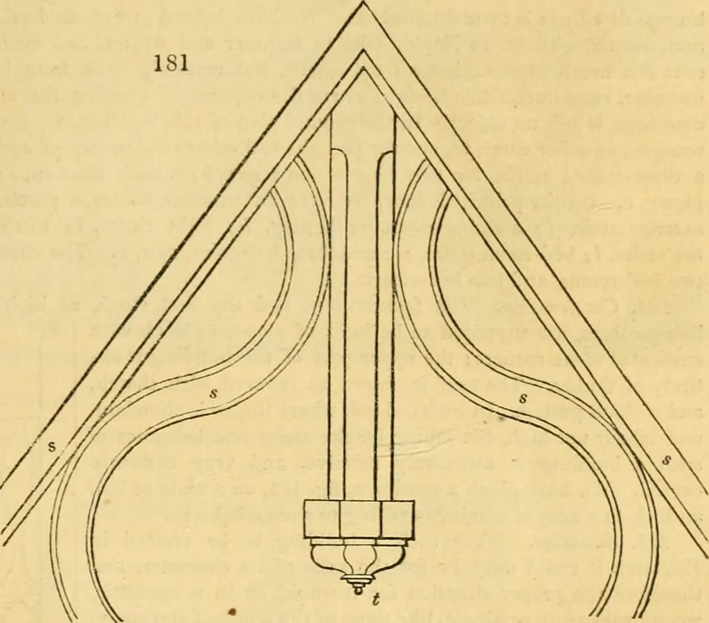An illustration from An encyclopædia of cottage, farm, and villa architecture and furniture : containing numerous designs for dwellings from the cottage to the villa including farm houses, farmeries, and other agricultural buildings, several designs for country inns, public houses, and parochial schools, with the requisite fittings-up fixtures and furniture ; and appropriate offices, gardens and garden scenery ; each design accompanied by analytical and critical marks illustrative of the principles of archtiectural science and taste on whihc it is composed, 1836, leaf 120