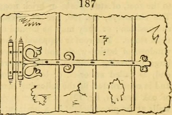 An illustration from An encyclopædia of cottage, farm, and villa architecture and furniture : containing numerous designs for dwellings from the cottage to the villa including farm houses, farmeries, and other agricultural buildings, several designs for country inns, public houses, and parochial schools, with the requisite fittings-up fixtures and furniture ; and appropriate offices, gardens and garden scenery ; each design accompanied by analytical and critical marks illustrative of the principles of archtiectural science and taste on whihc it is composed, 1836, leaf 124