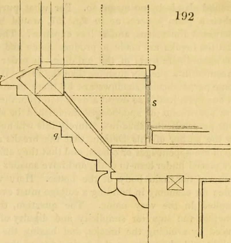 An illustration from An encyclopædia of cottage, farm, and villa architecture and furniture : containing numerous designs for dwellings from the cottage to the villa including farm houses, farmeries, and other agricultural buildings, several designs for country inns, public houses, and parochial schools, with the requisite fittings-up fixtures and furniture ; and appropriate offices, gardens and garden scenery ; each design accompanied by analytical and critical marks illustrative of the principles of archtiectural science and taste on whihc it is composed, 1836, leaf 128