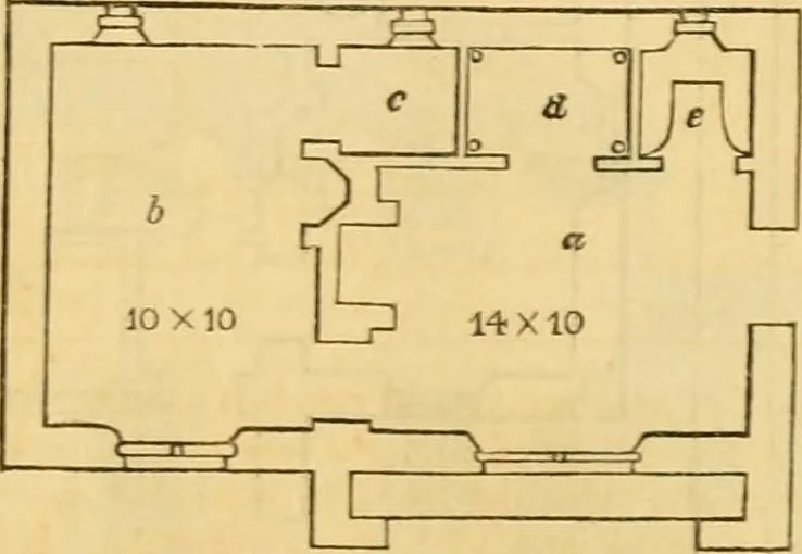 An illustration from An encyclopædia of cottage, farm, and villa architecture and furniture : containing numerous designs for dwellings from the cottage to the villa including farm houses, farmeries, and other agricultural buildings, several designs for country inns, public houses, and parochial schools, with the requisite fittings-up fixtures and furniture ; and appropriate offices, gardens and garden scenery ; each design accompanied by analytical and critical marks illustrative of the principles of archtiectural science and taste on whihc it is composed, 1836, leaf 160