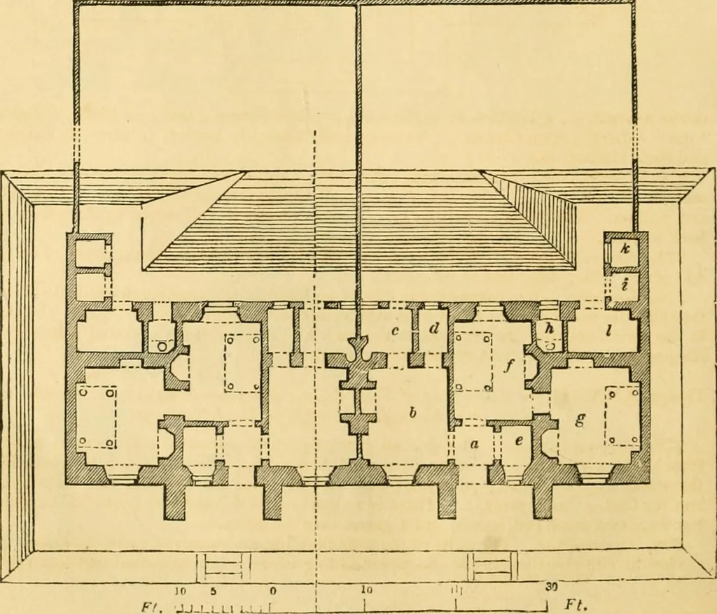 An illustration from An encyclopædia of cottage, farm, and villa architecture and furniture : containing numerous designs for dwellings from the cottage to the villa including farm houses, farmeries, and other agricultural buildings, several designs for country inns, public houses, and parochial schools, with the requisite fittings-up fixtures and furniture ; and appropriate offices, gardens and garden scenery ; each design accompanied by analytical and critical marks illustrative of the principles of archtiectural science and taste on whihc it is composed, 1836, leaf 163