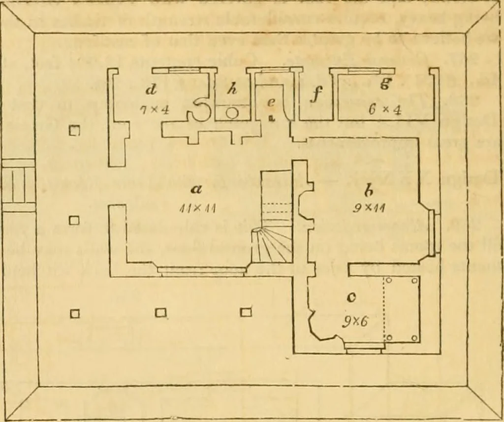 An illustration from An encyclopædia of cottage, farm, and villa architecture and furniture : containing numerous designs for dwellings from the cottage to the villa including farm houses, farmeries, and other agricultural buildings, several designs for country inns, public houses, and parochial schools, with the requisite fittings-up fixtures and furniture ; and appropriate offices, gardens and garden scenery ; each design accompanied by analytical and critical marks illustrative of the principles of archtiectural science and taste on whihc it is composed, 1836, leaf 165