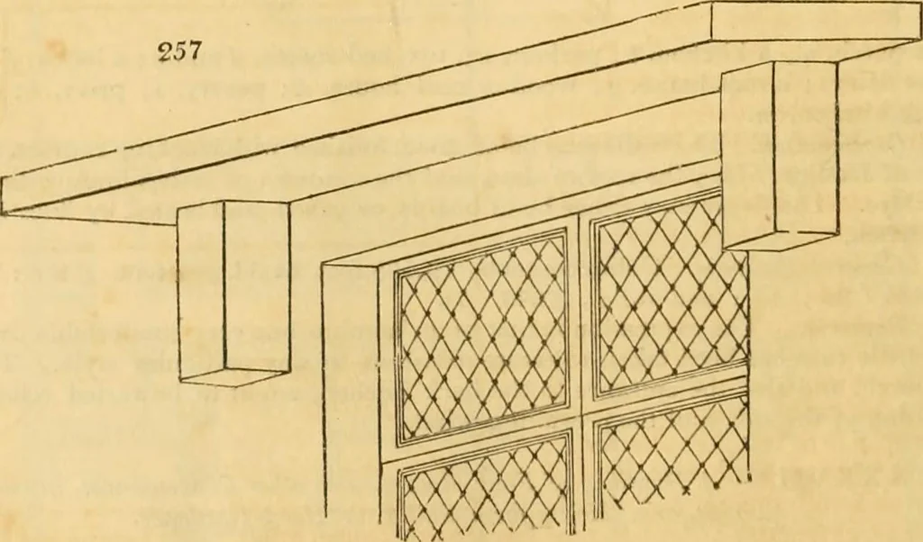 An illustration from An encyclopædia of cottage, farm, and villa architecture and furniture : containing numerous designs for dwellings from the cottage to the villa including farm houses, farmeries, and other agricultural buildings, several designs for country inns, public houses, and parochial schools, with the requisite fittings-up fixtures and furniture ; and appropriate offices, gardens and garden scenery ; each design accompanied by analytical and critical marks illustrative of the principles of archtiectural science and taste on whihc it is composed, 1836, leaf 165