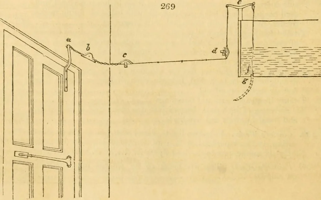 An illustration from An encyclopædia of cottage, farm, and villa architecture and furniture : containing numerous designs for dwellings from the cottage to the villa including farm houses, farmeries, and other agricultural buildings, several designs for country inns, public houses, and parochial schools, with the requisite fittings-up fixtures and furniture ; and appropriate offices, gardens and garden scenery ; each design accompanied by analytical and critical marks illustrative of the principles of archtiectural science and taste on whihc it is composed, 1836, leaf 173