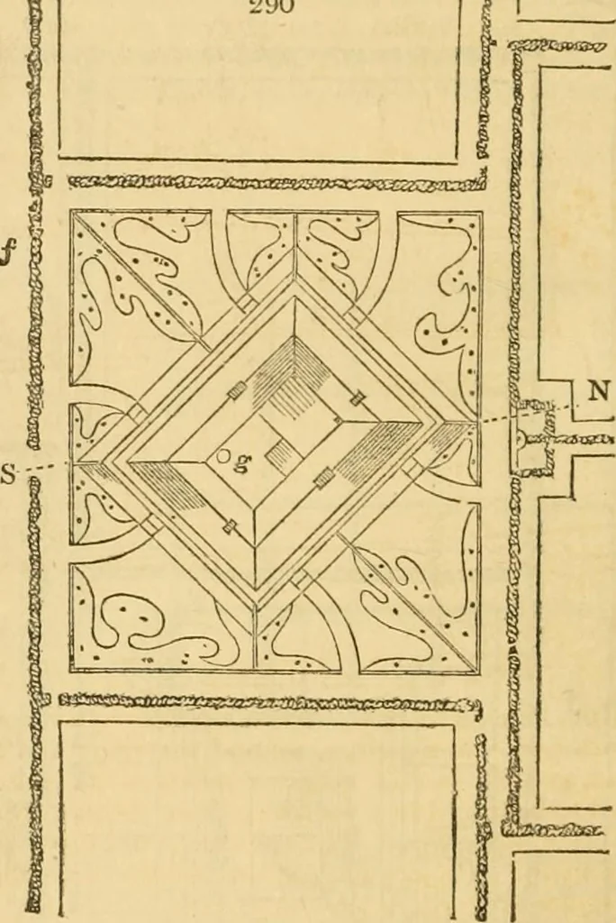 An illustration from An encyclopædia of cottage, farm, and villa architecture and furniture : containing numerous designs for dwellings from the cottage to the villa including farm houses, farmeries, and other agricultural buildings, several designs for country inns, public houses, and parochial schools, with the requisite fittings-up fixtures and furniture ; and appropriate offices, gardens and garden scenery ; each design accompanied by analytical and critical marks illustrative of the principles of archtiectural science and taste on whihc it is composed, 1836, leaf 179