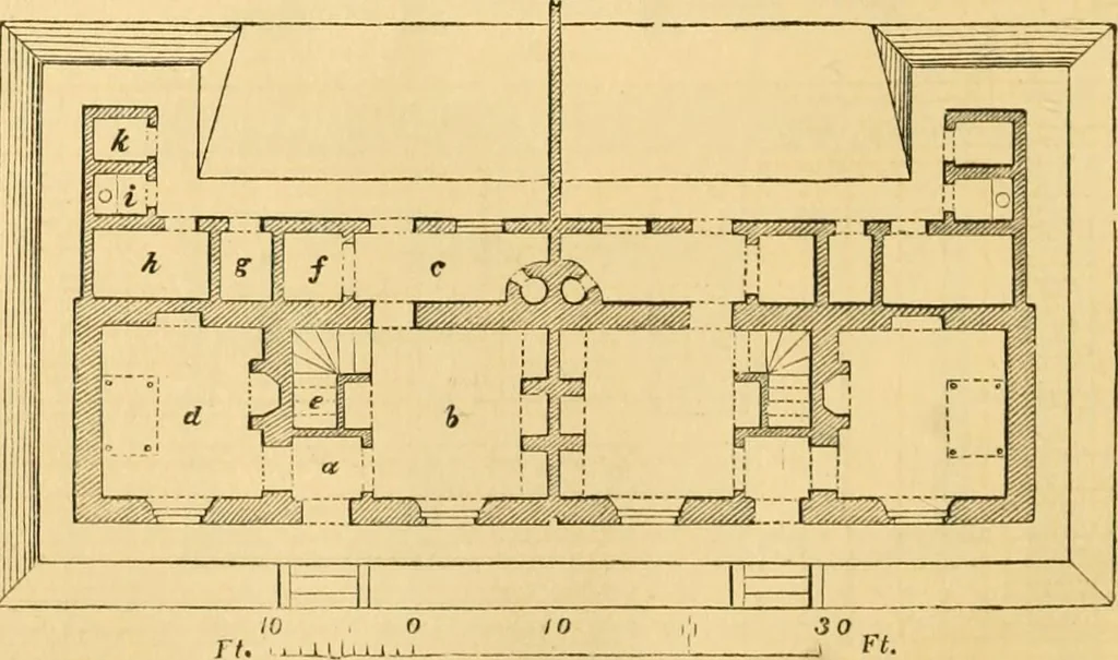 An illustration from An encyclopædia of cottage, farm, and villa architecture and furniture : containing numerous designs for dwellings from the cottage to the villa including farm houses, farmeries, and other agricultural buildings, several designs for country inns, public houses, and parochial schools, with the requisite fittings-up fixtures and furniture ; and appropriate offices, gardens and garden scenery ; each design accompanied by analytical and critical marks illustrative of the principles of archtiectural science and taste on whihc it is composed, 1836, leaf 193