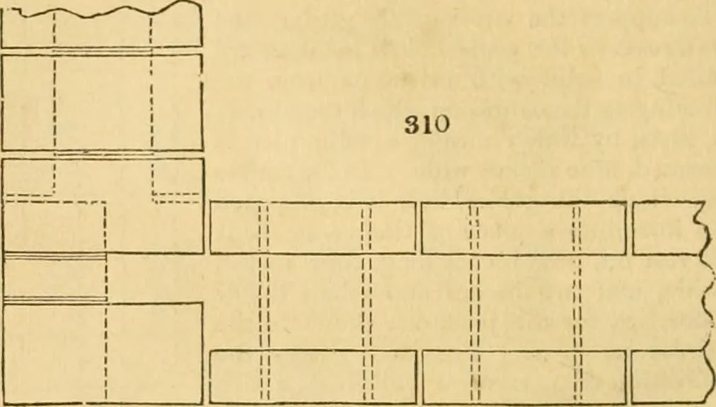 An illustration from An encyclopædia of cottage, farm, and villa architecture and furniture : containing numerous designs for dwellings from the cottage to the villa including farm houses, farmeries, and other agricultural buildings, several designs for country inns, public houses, and parochial schools, with the requisite fittings-up fixtures and furniture ; and appropriate offices, gardens and garden scenery ; each design accompanied by analytical and critical marks illustrative of the principles of archtiectural science and taste on whihc it is composed, 1836, leaf 195