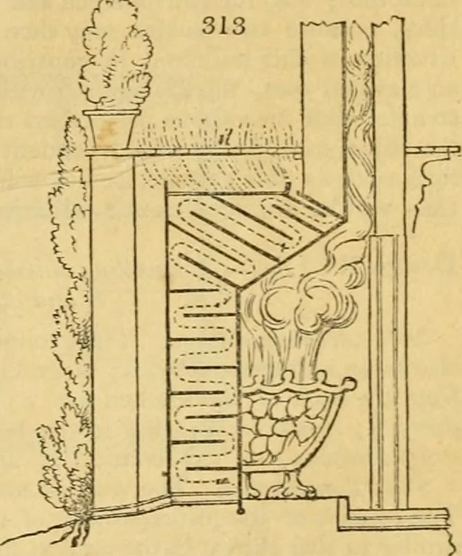 An illustration from An encyclopædia of cottage, farm, and villa architecture and furniture : containing numerous designs for dwellings from the cottage to the villa including farm houses, farmeries, and other agricultural buildings, several designs for country inns, public houses, and parochial schools, with the requisite fittings-up fixtures and furniture ; and appropriate offices, gardens and garden scenery ; each design accompanied by analytical and critical marks illustrative of the principles of archtiectural science and taste on whihc it is composed, 1836, leaf 198