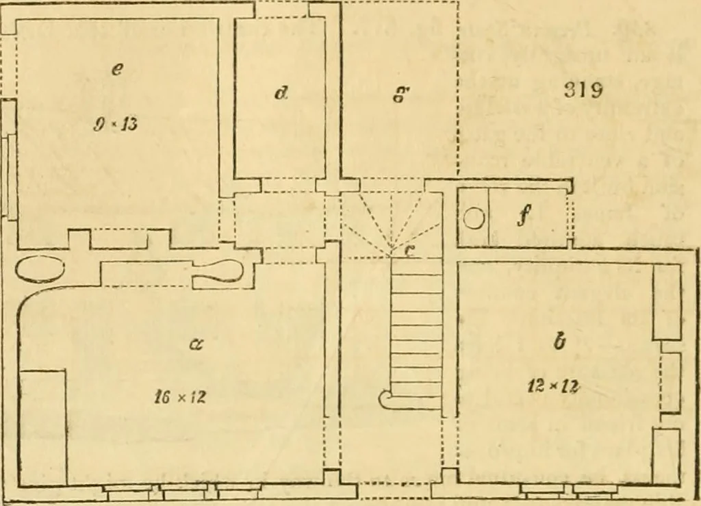 An illustration from An encyclopædia of cottage, farm, and villa architecture and furniture : containing numerous designs for dwellings from the cottage to the villa including farm houses, farmeries, and other agricultural buildings, several designs for country inns, public houses, and parochial schools, with the requisite fittings-up fixtures and furniture ; and appropriate offices, gardens and garden scenery ; each design accompanied by analytical and critical marks illustrative of the principles of archtiectural science and taste on whihc it is composed, 1836, leaf 205