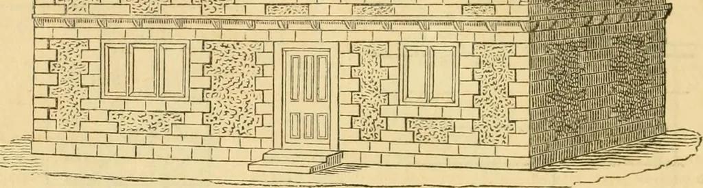 An illustration from An encyclopædia of cottage, farm, and villa architecture and furniture : containing numerous designs for dwellings from the cottage to the villa including farm houses, farmeries, and other agricultural buildings, several designs for country inns, public houses, and parochial schools, with the requisite fittings-up fixtures and furniture ; and appropriate offices, gardens and garden scenery ; each design accompanied by analytical and critical marks illustrative of the principles of archtiectural science and taste on whihc it is composed, 1836, leaf 207