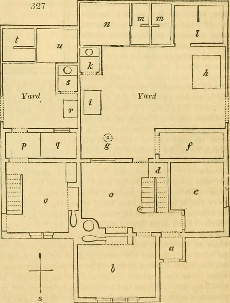 An illustration from An encyclopædia of cottage, farm, and villa architecture and furniture : containing numerous designs for dwellings from the cottage to the villa including farm houses, farmeries, and other agricultural buildings, several designs for country inns, public houses, and parochial schools, with the requisite fittings-up fixtures and furniture ; and appropriate offices, gardens and garden scenery ; each design accompanied by analytical and critical marks illustrative of the principles of archtiectural science and taste on whihc it is composed, 1836, leaf 207
