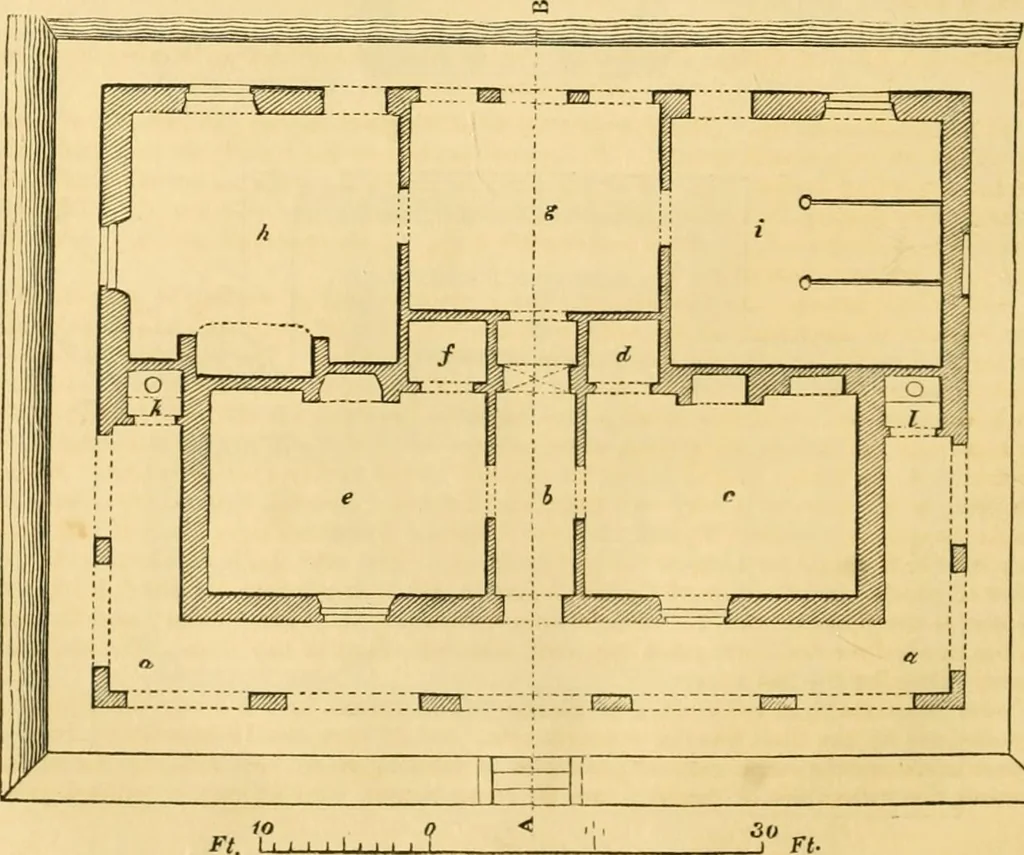 An illustration from An encyclopædia of cottage, farm, and villa architecture and furniture : containing numerous designs for dwellings from the cottage to the villa including farm houses, farmeries, and other agricultural buildings, several designs for country inns, public houses, and parochial schools, with the requisite fittings-up fixtures and furniture ; and appropriate offices, gardens and garden scenery ; each design accompanied by analytical and critical marks illustrative of the principles of archtiectural science and taste on whihc it is composed, 1836, leaf 227