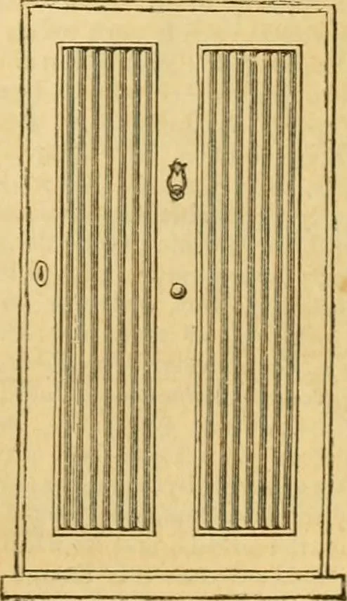 An illustration from An encyclopædia of cottage, farm, and villa architecture and furniture : containing numerous designs for dwellings from the cottage to the villa including farm houses, farmeries, and other agricultural buildings, several designs for country inns, public houses, and parochial schools, with the requisite fittings-up fixtures and furniture ; and appropriate offices, gardens and garden scenery ; each design accompanied by analytical and critical marks illustrative of the principles of archtiectural science and taste on whihc it is composed, 1836, leaf 230