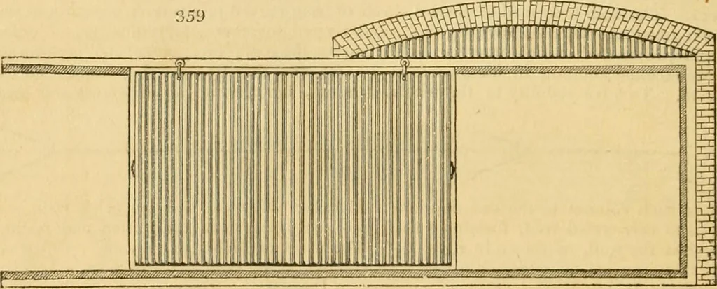 An illustration from An encyclopædia of cottage, farm, and villa architecture and furniture : containing numerous designs for dwellings from the cottage to the villa including farm houses, farmeries, and other agricultural buildings, several designs for country inns, public houses, and parochial schools, with the requisite fittings-up fixtures and furniture ; and appropriate offices, gardens and garden scenery ; each design accompanied by analytical and critical marks illustrative of the principles of archtiectural science and taste on whihc it is composed, 1836, leaf 231