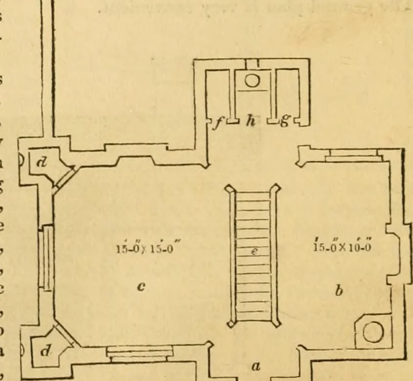 An illustration from An encyclopædia of cottage, farm, and villa architecture and furniture : containing numerous designs for dwellings from the cottage to the villa including farm houses, farmeries, and other agricultural buildings, several designs for country inns, public houses, and parochial schools, with the requisite fittings-up fixtures and furniture ; and appropriate offices, gardens and garden scenery ; each design accompanied by analytical and critical marks illustrative of the principles of archtiectural science and taste on whihc it is composed, 1836, leaf 237