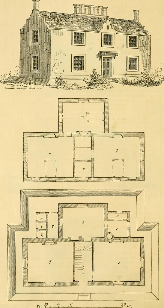 An illustration from An encyclopædia of cottage, farm, and villa architecture and furniture : containing numerous designs for dwellings from the cottage to the villa including farm houses, farmeries, and other agricultural buildings, several designs for country inns, public houses, and parochial schools, with the requisite fittings-up fixtures and furniture ; and appropriate offices, gardens and garden scenery ; each design accompanied by analytical and critical marks illustrative of the principles of archtiectural science and taste on whihc it is composed, 1836, leaf 239