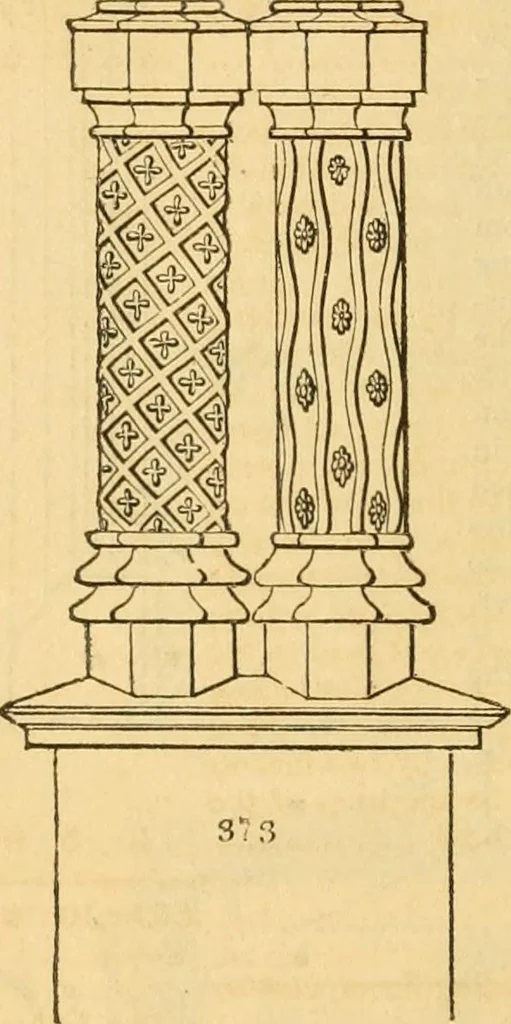 An illustration from An encyclopædia of cottage, farm, and villa architecture and furniture : containing numerous designs for dwellings from the cottage to the villa including farm houses, farmeries, and other agricultural buildings, several designs for country inns, public houses, and parochial schools, with the requisite fittings-up fixtures and furniture ; and appropriate offices, gardens and garden scenery ; each design accompanied by analytical and critical marks illustrative of the principles of archtiectural science and taste on whihc it is composed, 1836, leaf 241