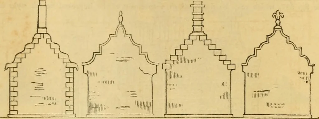 An illustration from An encyclopædia of cottage, farm, and villa architecture and furniture : containing numerous designs for dwellings from the cottage to the villa including farm houses, farmeries, and other agricultural buildings, several designs for country inns, public houses, and parochial schools, with the requisite fittings-up fixtures and furniture ; and appropriate offices, gardens and garden scenery ; each design accompanied by analytical and critical marks illustrative of the principles of archtiectural science and taste on whihc it is composed, 1836, leaf 246