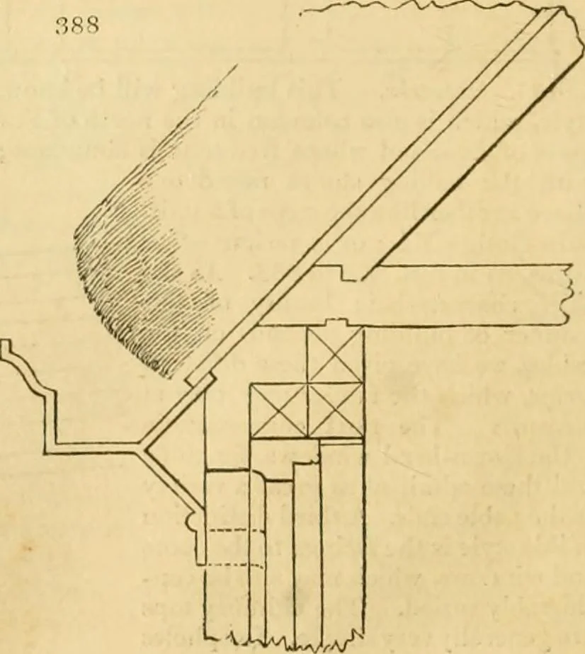 An illustration from An encyclopædia of cottage, farm, and villa architecture and furniture : containing numerous designs for dwellings from the cottage to the villa including farm houses, farmeries, and other agricultural buildings, several designs for country inns, public houses, and parochial schools, with the requisite fittings-up fixtures and furniture ; and appropriate offices, gardens and garden scenery ; each design accompanied by analytical and critical marks illustrative of the principles of archtiectural science and taste on whihc it is composed, 1836, leaf 247