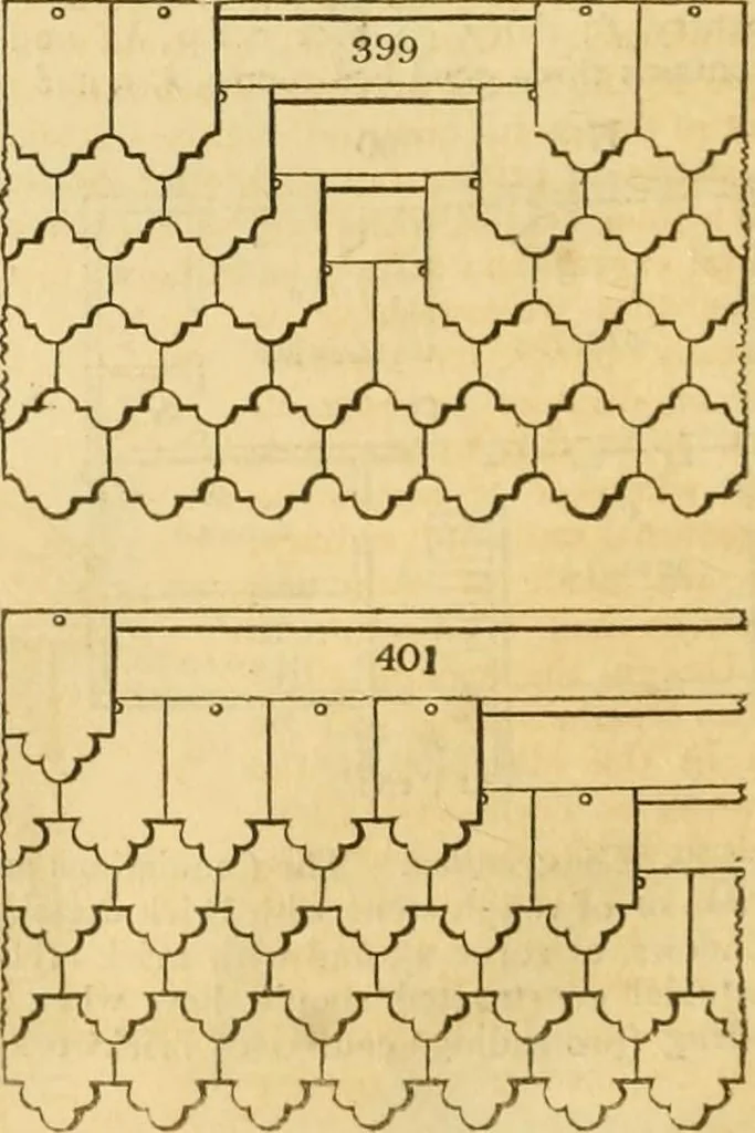 An illustration from An encyclopædia of cottage, farm, and villa architecture and furniture : containing numerous designs for dwellings from the cottage to the villa including farm houses, farmeries, and other agricultural buildings, several designs for country inns, public houses, and parochial schools, with the requisite fittings-up fixtures and furniture ; and appropriate offices, gardens and garden scenery ; each design accompanied by analytical and critical marks illustrative of the principles of archtiectural science and taste on whihc it is composed, 1836, leaf 251