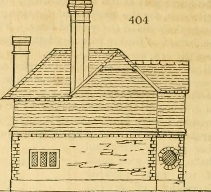 An illustration from An encyclopædia of cottage, farm, and villa architecture and furniture : containing numerous designs for dwellings from the cottage to the villa including farm houses, farmeries, and other agricultural buildings, several designs for country inns, public houses, and parochial schools, with the requisite fittings-up fixtures and furniture ; and appropriate offices, gardens and garden scenery ; each design accompanied by analytical and critical marks illustrative of the principles of archtiectural science and taste on whihc it is composed, 1836, leaf 253