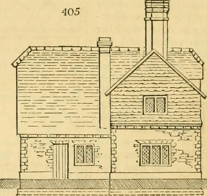 An illustration from An encyclopædia of cottage, farm, and villa architecture and furniture : containing numerous designs for dwellings from the cottage to the villa including farm houses, farmeries, and other agricultural buildings, several designs for country inns, public houses, and parochial schools, with the requisite fittings-up fixtures and furniture ; and appropriate offices, gardens and garden scenery ; each design accompanied by analytical and critical marks illustrative of the principles of archtiectural science and taste on whihc it is composed, 1836, leaf 253