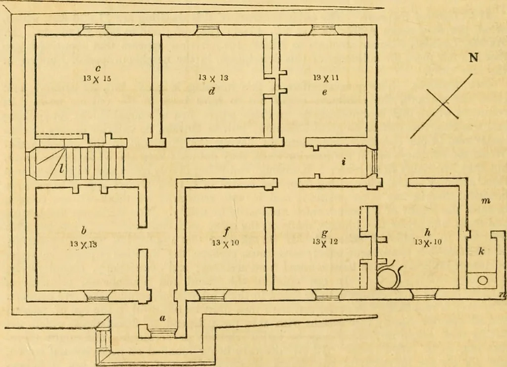 An illustration from An encyclopædia of cottage, farm, and villa architecture and furniture : containing numerous designs for dwellings from the cottage to the villa including farm houses, farmeries, and other agricultural buildings, several designs for country inns, public houses, and parochial schools, with the requisite fittings-up fixtures and furniture ; and appropriate offices, gardens and garden scenery ; each design accompanied by analytical and critical marks illustrative of the principles of archtiectural science and taste on whihc it is composed, 1836, leaf 259