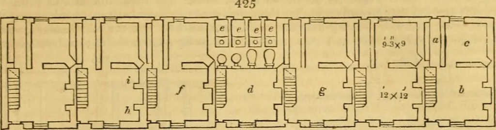 An illustration from An encyclopædia of cottage, farm, and villa architecture and furniture : containing numerous designs for dwellings from the cottage to the villa including farm houses, farmeries, and other agricultural buildings, several designs for country inns, public houses, and parochial schools, with the requisite fittings-up fixtures and furniture ; and appropriate offices, gardens and garden scenery ; each design accompanied by analytical and critical marks illustrative of the principles of archtiectural science and taste on whihc it is composed, 1836, leaf 262