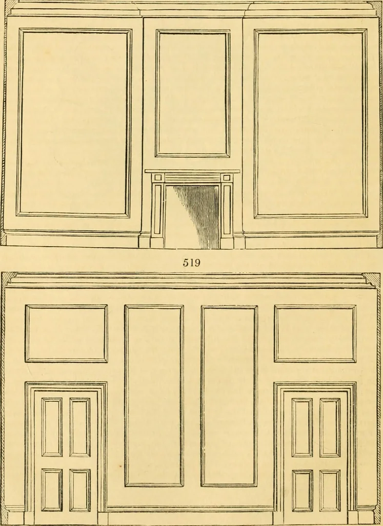 An illustration from An encyclopædia of cottage, farm, and villa architecture and furniture : containing numerous designs for dwellings from the cottage to the villa including farm houses, farmeries, and other agricultural buildings, several designs for country inns, public houses, and parochial schools, with the requisite fittings-up fixtures and furniture ; and appropriate offices, gardens and garden scenery ; each design accompanied by analytical and critical marks illustrative of the principles of archtiectural science and taste on whihc it is composed, 1836, leaf 299