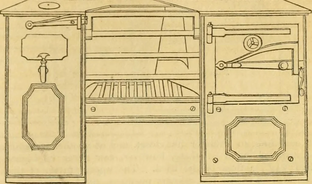An illustration from An encyclopædia of cottage, farm, and villa architecture and furniture : containing numerous designs for dwellings from the cottage to the villa including farm houses, farmeries, and other agricultural buildings, several designs for country inns, public houses, and parochial schools, with the requisite fittings-up fixtures and furniture ; and appropriate offices, gardens and garden scenery ; each design accompanied by analytical and critical marks illustrative of the principles of archtiectural science and taste on whihc it is composed, 1836, leaf 306