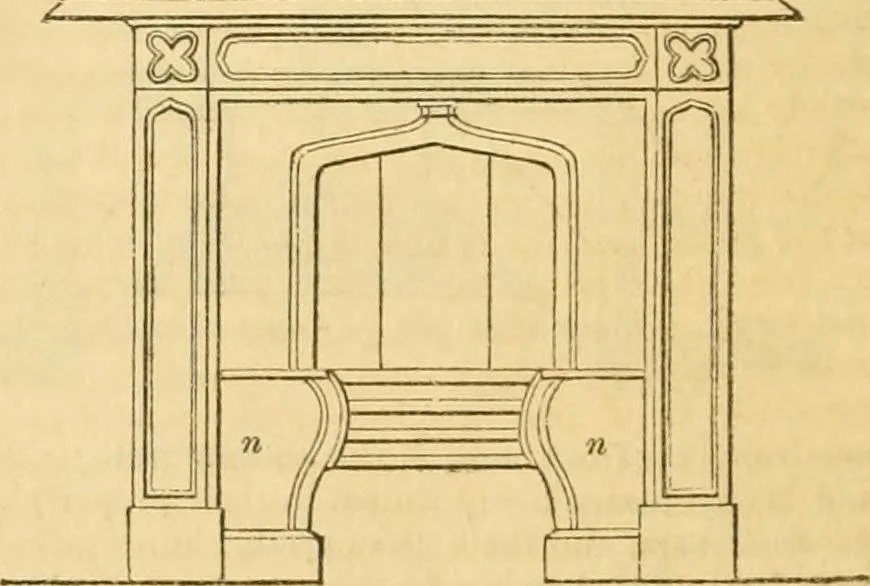 An illustration from An encyclopædia of cottage, farm, and villa architecture and furniture : containing numerous designs for dwellings from the cottage to the villa including farm houses, farmeries, and other agricultural buildings, several designs for country inns, public houses, and parochial schools, with the requisite fittings-up fixtures and furniture ; and appropriate offices, gardens and garden scenery ; each design accompanied by analytical and critical marks illustrative of the principles of archtiectural science and taste on whihc it is composed, 1836, leaf 311