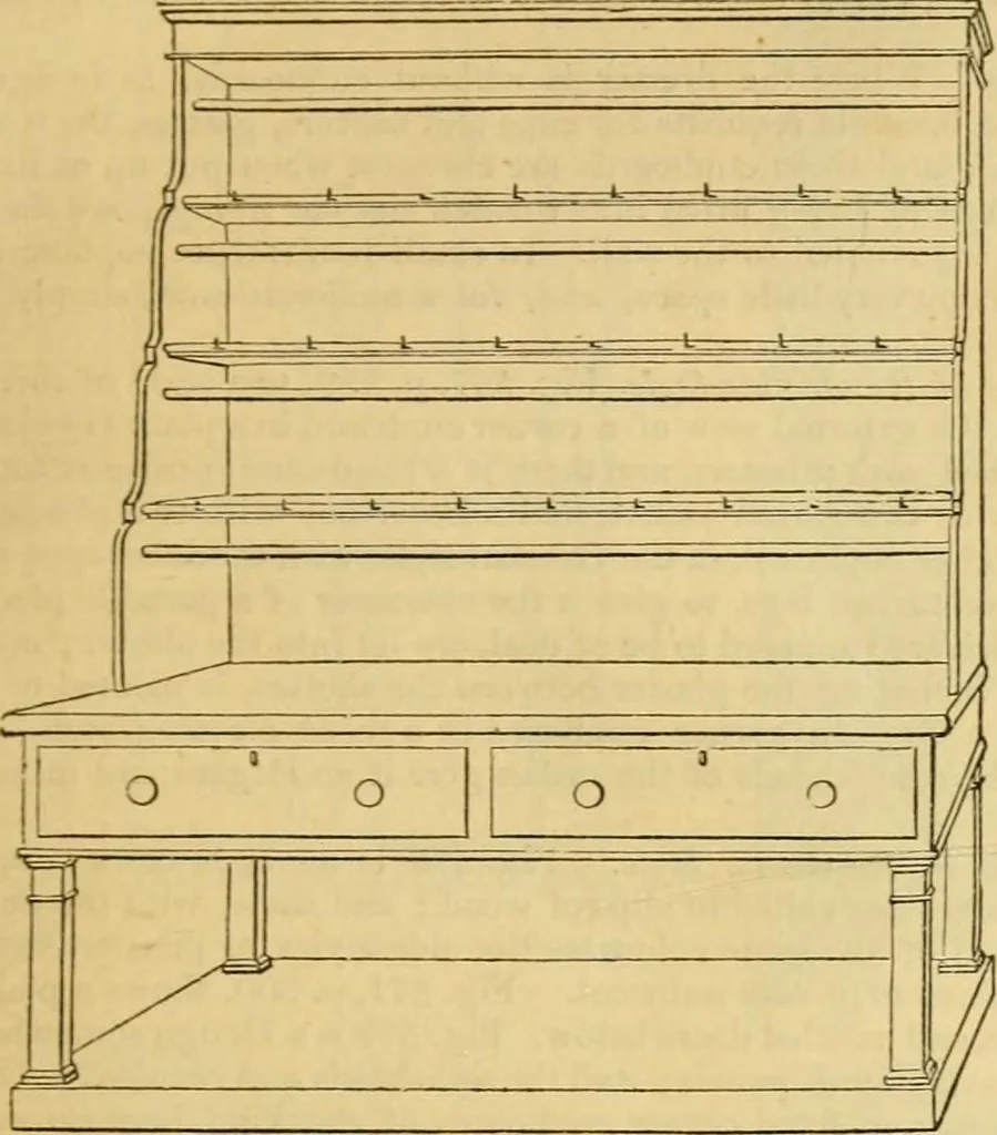 An illustration from An encyclopædia of cottage, farm, and villa architecture and furniture : containing numerous designs for dwellings from the cottage to the villa including farm houses, farmeries, and other agricultural buildings, several designs for country inns, public houses, and parochial schools, with the requisite fittings-up fixtures and furniture ; and appropriate offices, gardens and garden scenery ; each design accompanied by analytical and critical marks illustrative of the principles of archtiectural science and taste on whihc it is composed, 1836, leaf 320