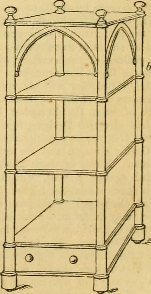 An illustration from An encyclopædia of cottage, farm, and villa architecture and furniture : containing numerous designs for dwellings from the cottage to the villa including farm houses, farmeries, and other agricultural buildings, several designs for country inns, public houses, and parochial schools, with the requisite fittings-up fixtures and furniture ; and appropriate offices, gardens and garden scenery ; each design accompanied by analytical and critical marks illustrative of the principles of archtiectural science and taste on whihc it is composed, 1836, leaf 324