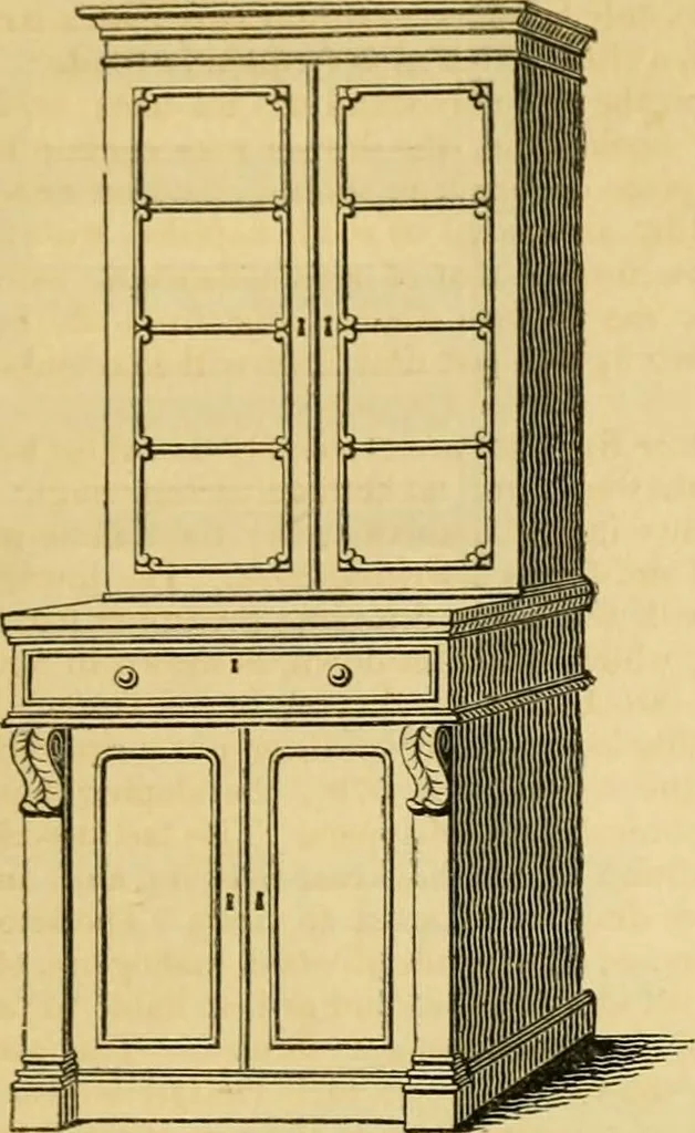 An illustration from An encyclopædia of cottage, farm, and villa architecture and furniture : containing numerous designs for dwellings from the cottage to the villa including farm houses, farmeries, and other agricultural buildings, several designs for country inns, public houses, and parochial schools, with the requisite fittings-up fixtures and furniture ; and appropriate offices, gardens and garden scenery ; each design accompanied by analytical and critical marks illustrative of the principles of archtiectural science and taste on whihc it is composed, 1836, leaf 326