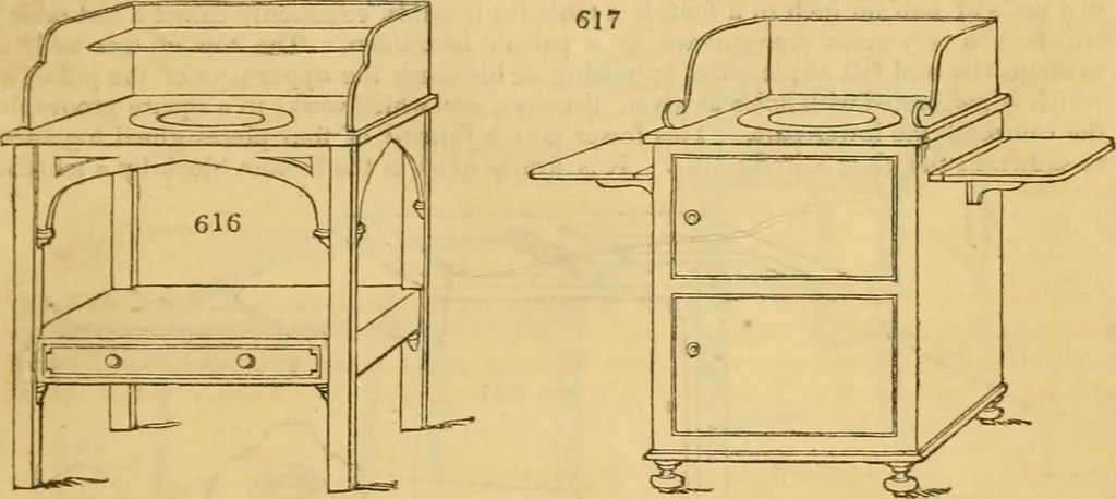 An illustration from An encyclopædia of cottage, farm, and villa architecture and furniture : containing numerous designs for dwellings from the cottage to the villa including farm houses, farmeries, and other agricultural buildings, several designs for country inns, public houses, and parochial schools, with the requisite fittings-up fixtures and furniture ; and appropriate offices, gardens and garden scenery ; each design accompanied by analytical and critical marks illustrative of the principles of archtiectural science and taste on whihc it is composed, 1836, leaf 334