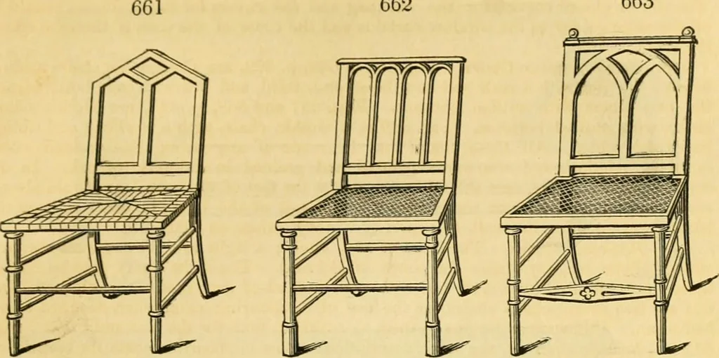 An illustration from An encyclopædia of cottage, farm, and villa architecture and furniture : containing numerous designs for dwellings from the cottage to the villa including farm houses, farmeries, and other agricultural buildings, several designs for country inns, public houses, and parochial schools, with the requisite fittings-up fixtures and furniture ; and appropriate offices, gardens and garden scenery ; each design accompanied by analytical and critical marks illustrative of the principles of archtiectural science and taste on whihc it is composed, 1836, leaf 346