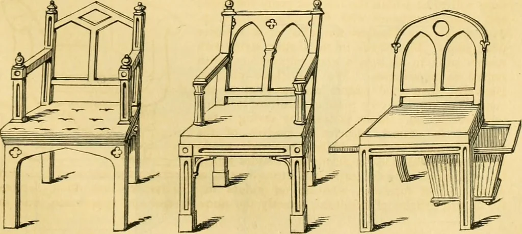 An illustration from An encyclopædia of cottage, farm, and villa architecture and furniture : containing numerous designs for dwellings from the cottage to the villa including farm houses, farmeries, and other agricultural buildings, several designs for country inns, public houses, and parochial schools, with the requisite fittings-up fixtures and furniture ; and appropriate offices, gardens and garden scenery ; each design accompanied by analytical and critical marks illustrative of the principles of archtiectural science and taste on whihc it is composed, 1836, leaf 346