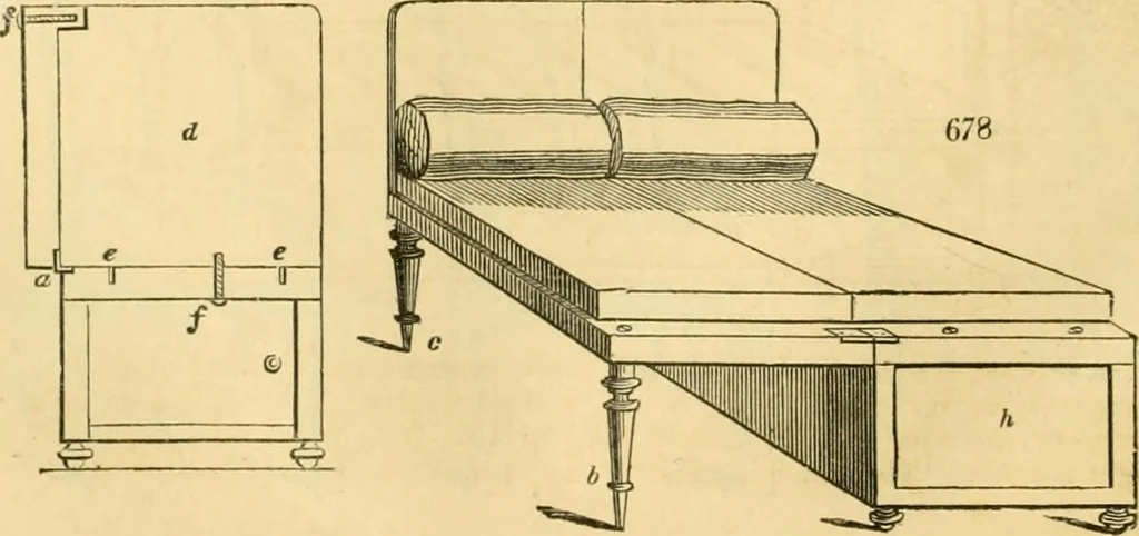An illustration from An encyclopædia of cottage, farm, and villa architecture and furniture : containing numerous designs for dwellings from the cottage to the villa including farm houses, farmeries, and other agricultural buildings, several designs for country inns, public houses, and parochial schools, with the requisite fittings-up fixtures and furniture ; and appropriate offices, gardens and garden scenery ; each design accompanied by analytical and critical marks illustrative of the principles of archtiectural science and taste on whihc it is composed, 1836, leaf 347